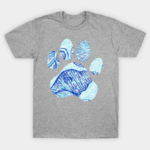 Blue Seashell Paw Print T-Shirt by annmariestowe